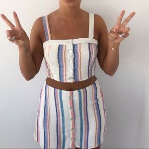 two piece matching set white forever21 multi color